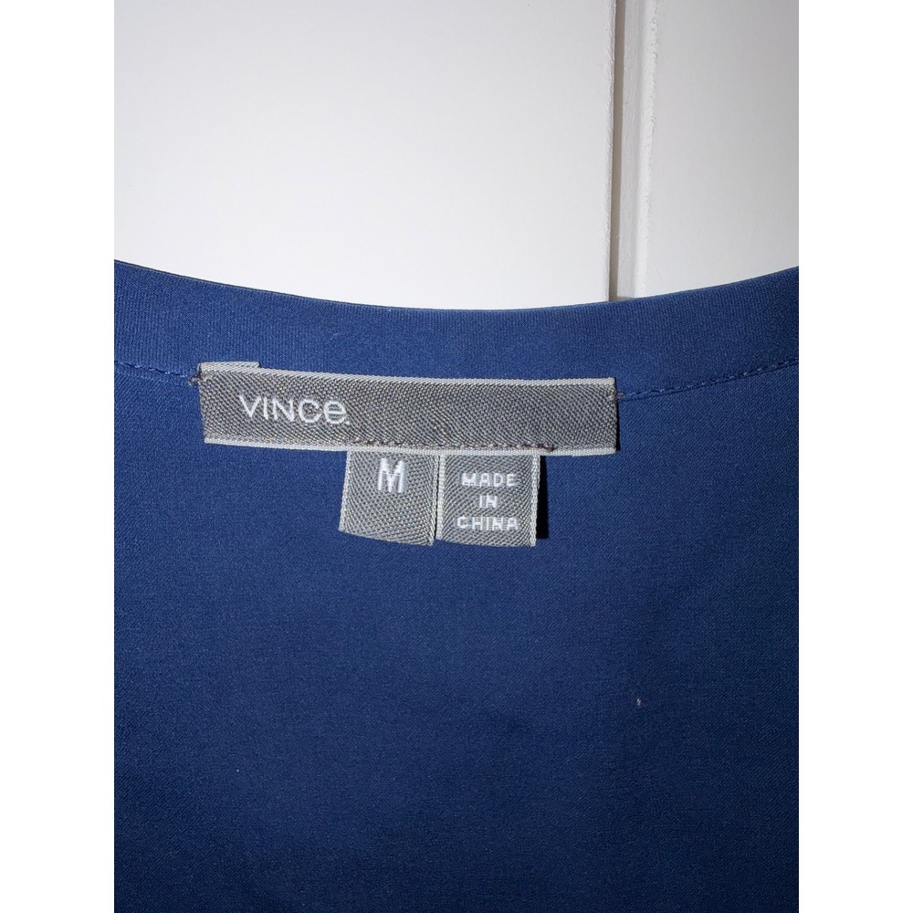 Vince navy Blue Drawstring Waist Short Sleeve Shift shirt Dress Womens Medium - Picture 5 of 9